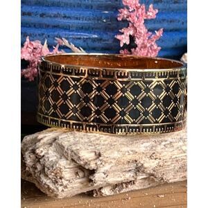 Halcyon Days Harlequin Black Gold hinged Bangle Bracelet